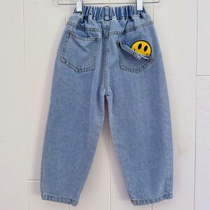 Unisex Smiley Face Denim Jeans - Boy or Girl Size 4